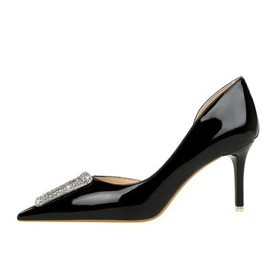 638-AK28 OEM Heel Shoes PU Black Red Nude High Heels 8.5cm Heels