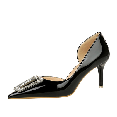 638-AK28 OEM Heel Shoes PU Black Red Nude High Heels 8.5cm Heels