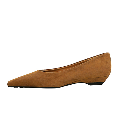 3683-15 All-Match Daily Simple And Comfortable Suede Pointed Shallow Mouth Low Heel Wedge Hee