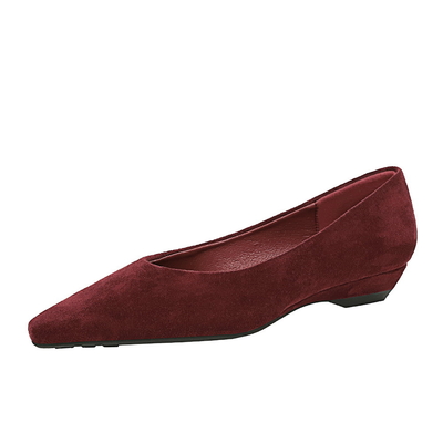 3683-15 All-Match Daily Simple And Comfortable Suede Pointed Shallow Mouth Low Heel Wedge Hee