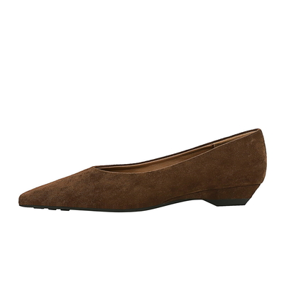 3683-15 All-Match Daily Simple And Comfortable Suede Pointed Shallow Mouth Low Heel Wedge Hee