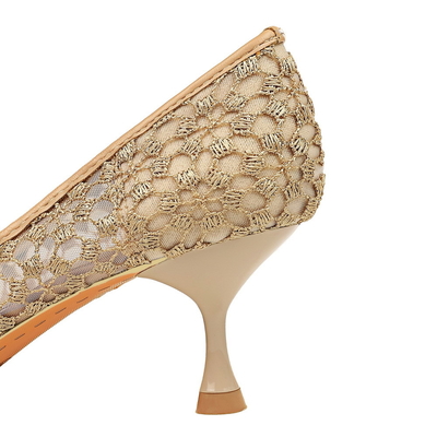 1961-5 European And American Style Fashion Banquet Women'S Stiletto Mid-Heel Pointed Toe Mesh Lace Sexy Slim Shoes