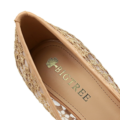 1961-5 European And American Style Fashion Banquet Women'S Stiletto Mid-Heel Pointed Toe Mesh Lace Sexy Slim Shoes