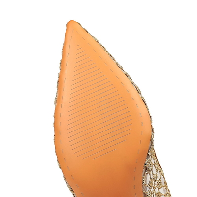 1961-5 European And American Style Fashion Banquet Women'S Stiletto Mid-Heel Pointed Toe Mesh Lace Sexy Slim Shoes