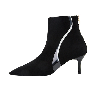 Fashionable Ankle High Heel Boots with 2.3 Inches Heel Height and Rubber Sole