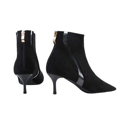 Fashionable Ankle High Heel Boots with 2.3 Inches Heel Height and Rubber Sole