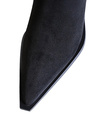 Chunky Heel Pointed Toe Suede Dress Boots For Winter-009-32