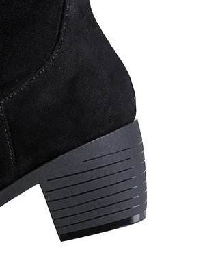 Chunky Heel Pointed Toe Suede Dress Boots For Winter-009-32