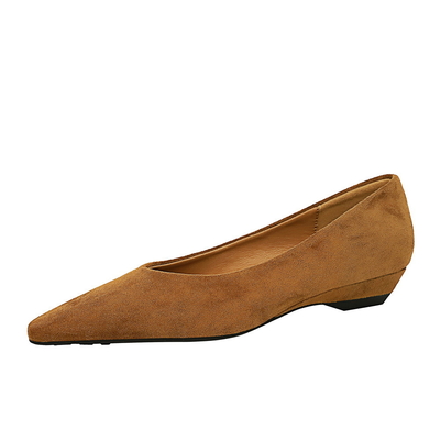 3683-15 All-Match Daily Simple And Comfortable Suede Pointed Shallow Mouth Low Heel Wedge Hee
